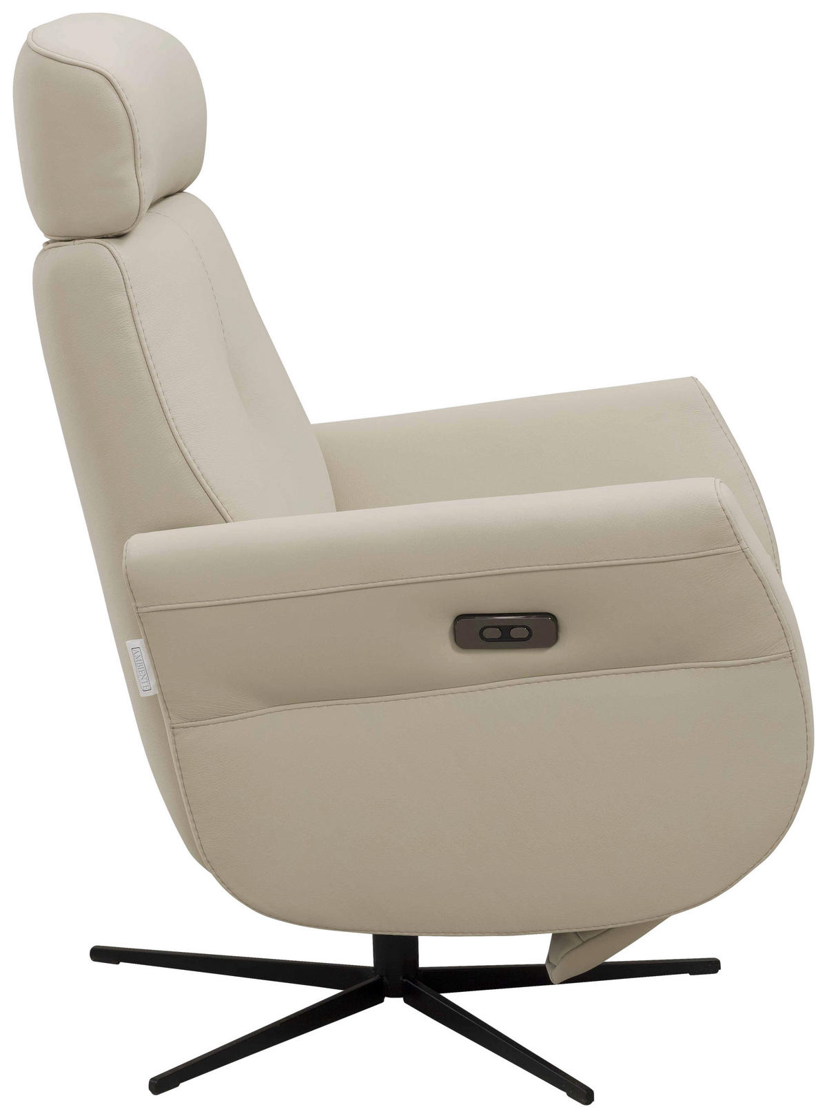 RELAXSESSEL Artù Echtleder Relaxfunktion, Kopfteilverstellung, Rücken echt    - Creme, Design, Leder (71/110/80cm) - Novel