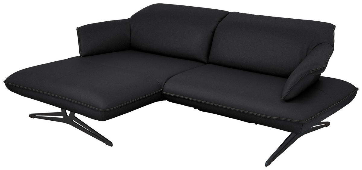 ECKSOFA in Echtleder Schwarz  - Beige/Schwarz, Design, Leder/Metall (169/252cm) - Koinor