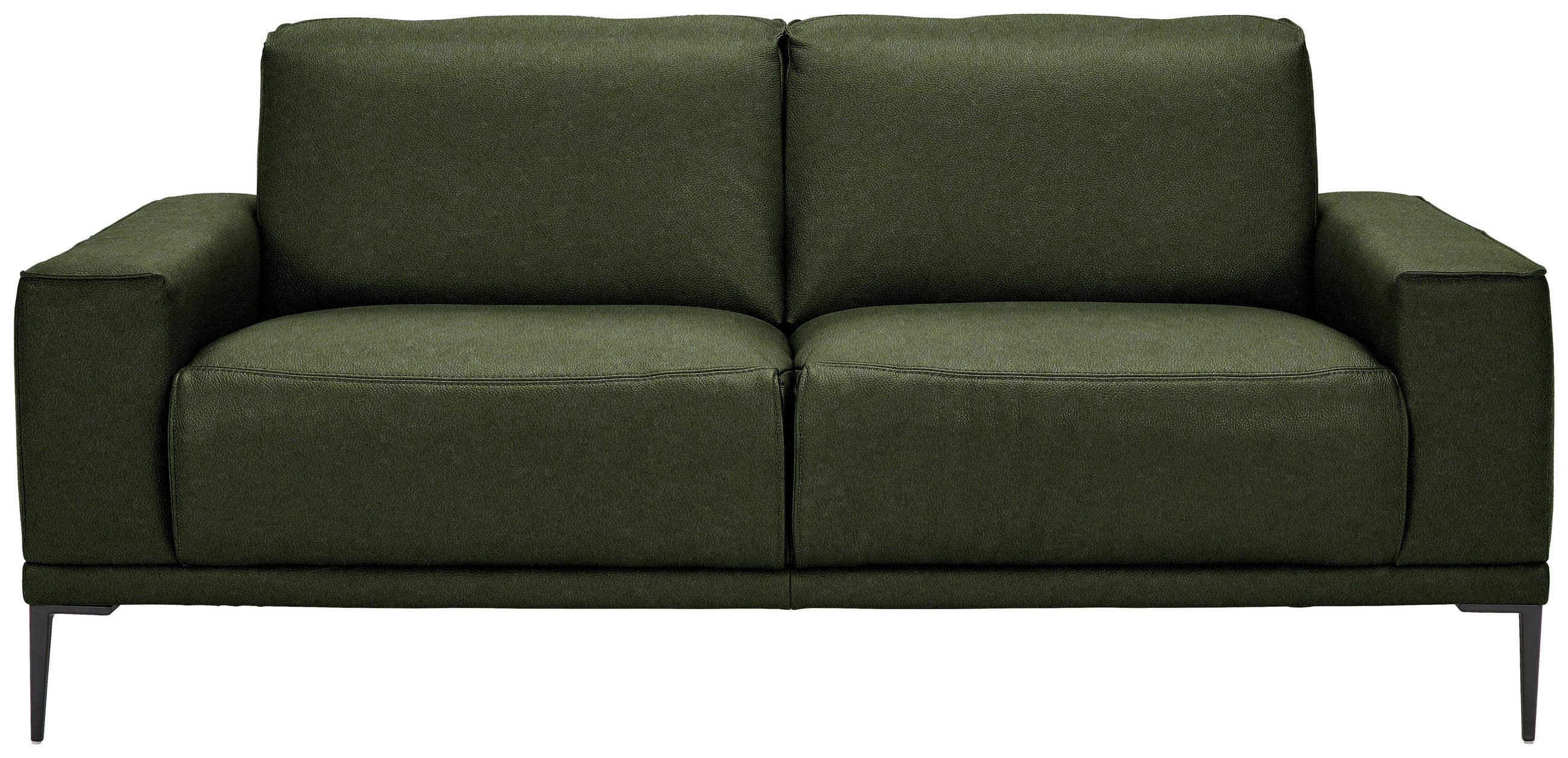 2-SITZER-SOFA in Echtleder Thymiangrün  - Thymiangrün/Schwarz, Design, Leder/Metall (180/82/92cm) - Johann Jakob