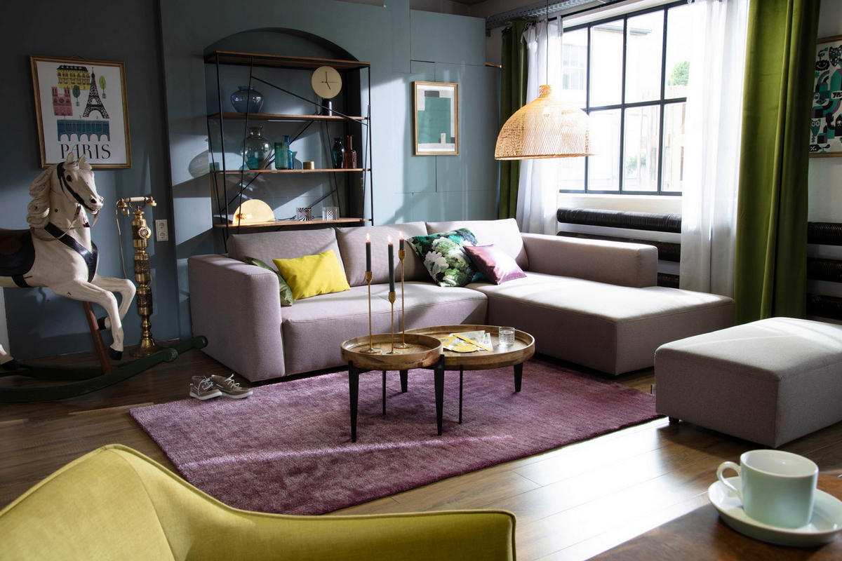 COUCHTISCH Mangoholz massiv 75/75/34 cm rund Naturfarben, Schwarz  - Schwarz/Naturfarben, Design, Holz/Metall (75/75/34cm) - MID.YOU