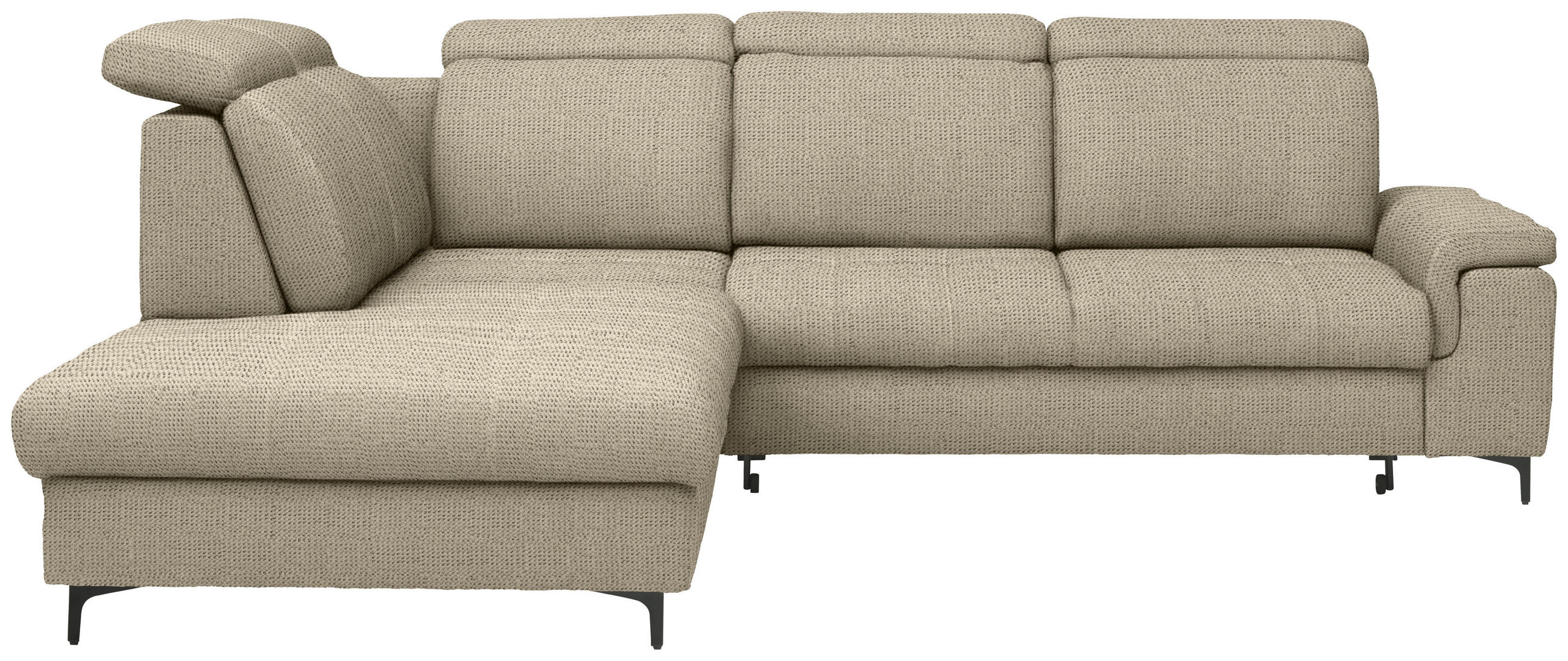 ECKSOFA Struktur Beige  - Beige/Schwarz, Design, Textil/Metall (270/292cm) - Stylife