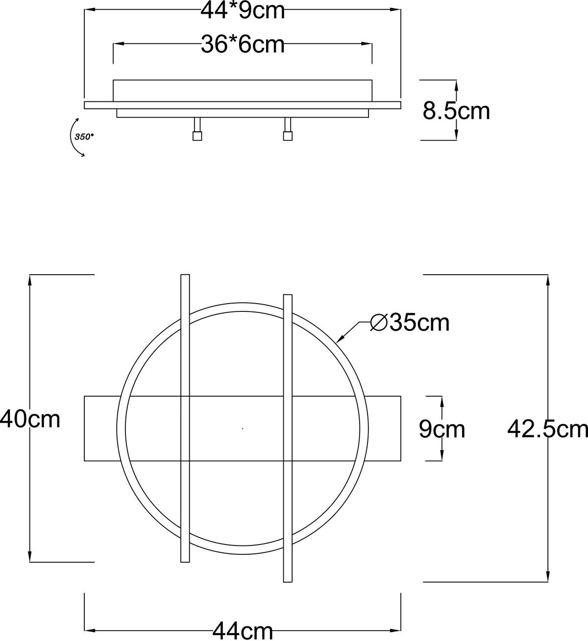 LED-DECKENLEUCHTE 32 W     - Dunkelbraun/Messingfarben, Design, Holzwerkstoff/Kunststoff (44/40/9cm) - Globo
