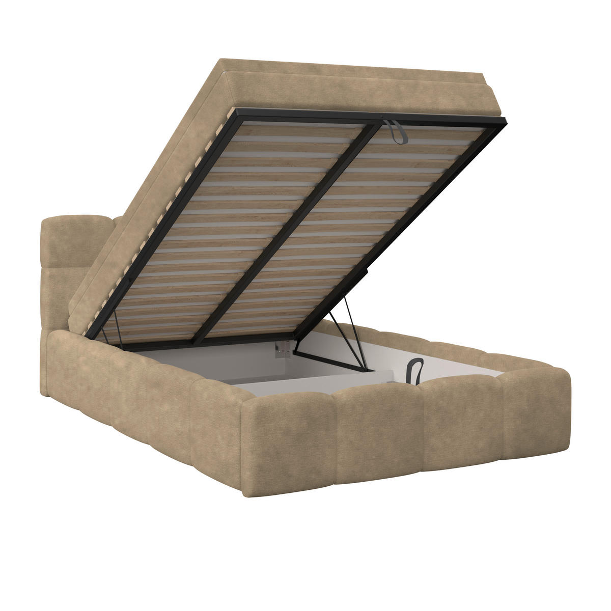 POLSTERBETT 140/200 cm,  in Braun, Matratze, Bettkasten, H3 = fest  - Schwarz/Braun, Trend, Kunststoff/Textil (140/200cm)