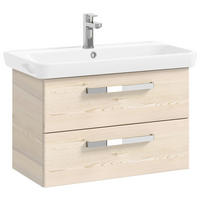 WASCHTISCHKOMBI 80,5 cm  - Chromfarben/Eichefarben, KONVENTIONELL, Keramik/Holzwerkstoff (80,5cm) - Sadena