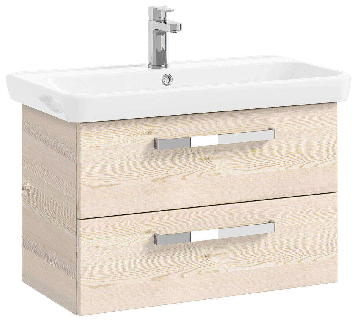 WASCHTISCHKOMBI 80,5 cm  - Chromfarben/Eichefarben, KONVENTIONELL, Keramik/Holzwerkstoff (80,5cm) - Sadena