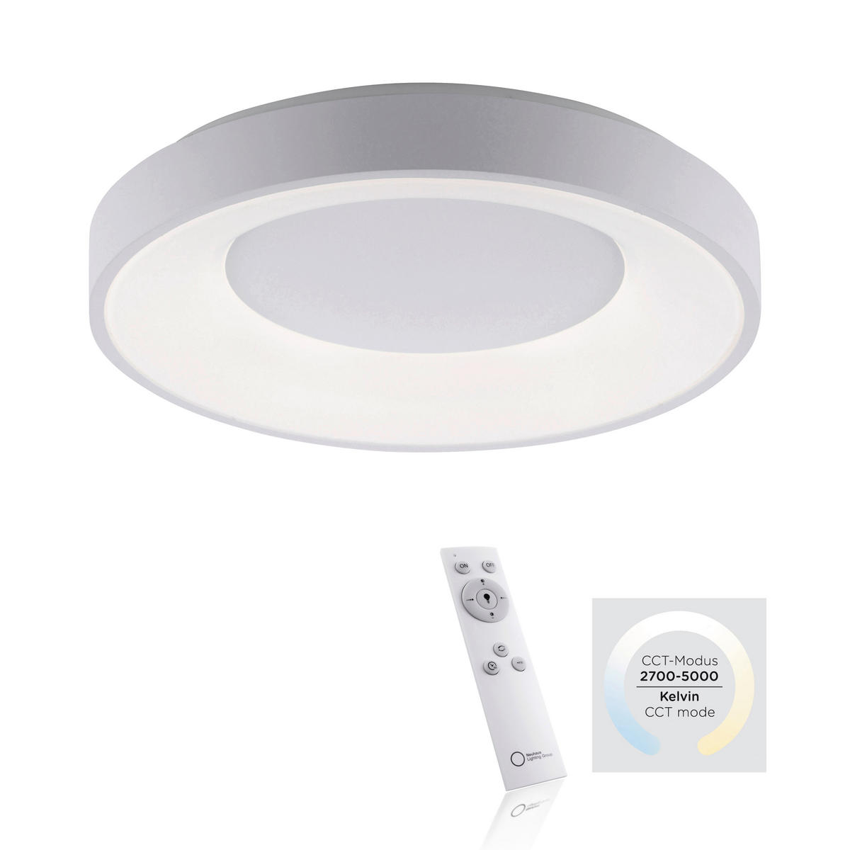 LED-DECKENLEUCHTE Anika 48/48/8 cm   - Weiß, Basics, Kunststoff/Metall (48/48/8cm)
