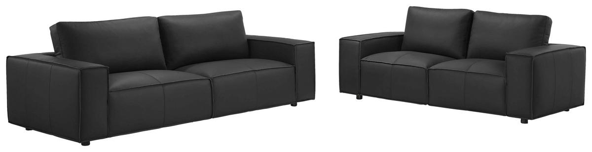 3-SITZER-SOFA VIVO Echtleder Schwarz  - Schwarz, Design, Leder/Kunststoff (236/76/96cm) - MID.YOU