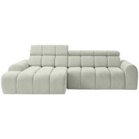 ECKSOFA Naturfarben Chenille Bettkasten, Rücken echt, Relaxfunktion, Kopfteilverstellung  - Schwarz/Naturfarben, Design, Kunststoff/Textil (152/290cm) - Stylife