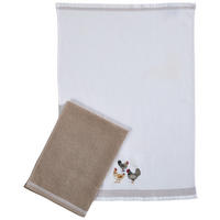 GESCHIRRTUCH-SET 2-teilig Weiß, Beige  - Beige/Weiß, Textil (50/70cm) - Esposa