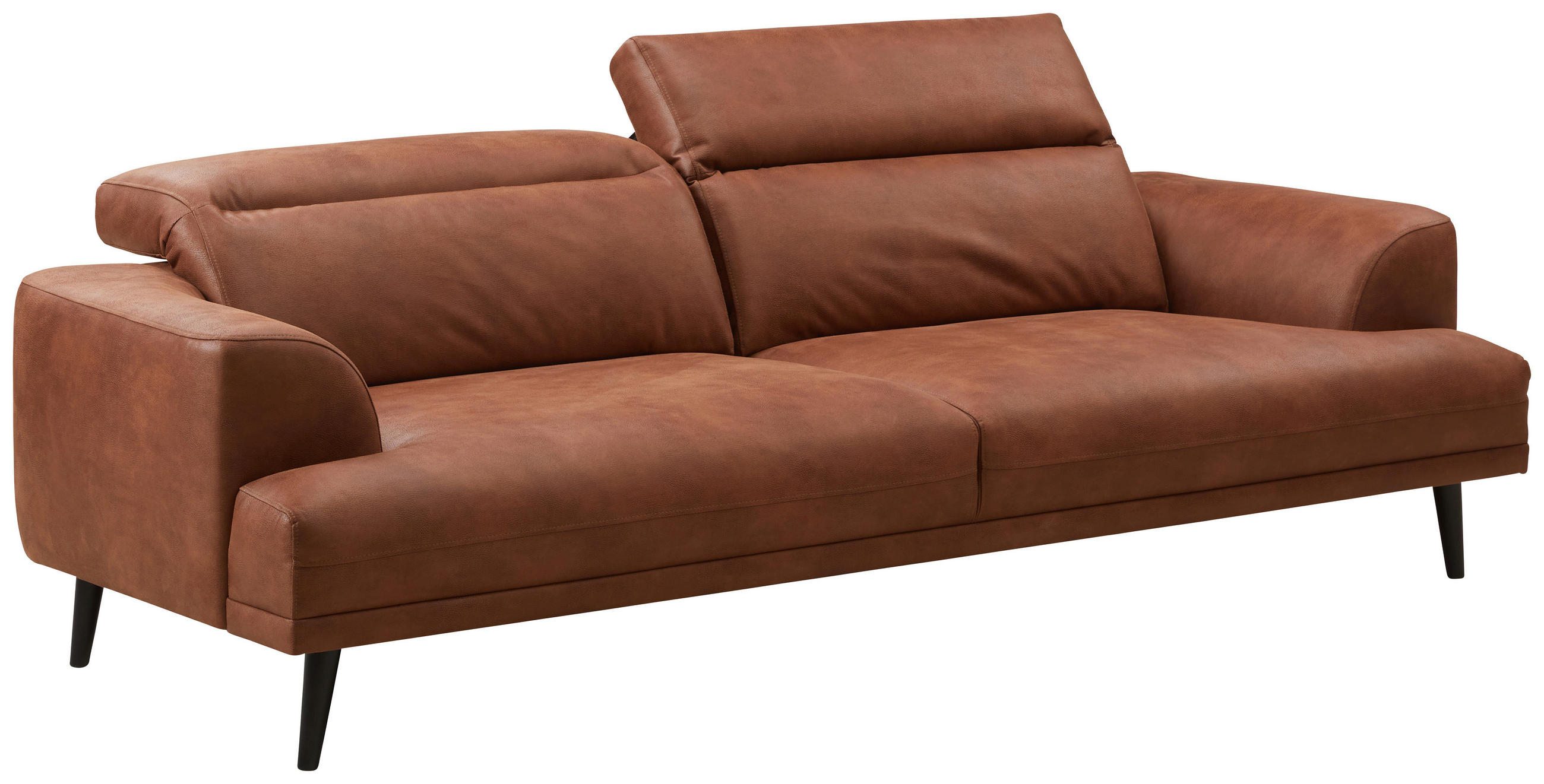 SOFFA in kombination läder/tyg brun - brun/svart, Design, läder/trä (214/76/90/106cm) - Pure Home Comfort