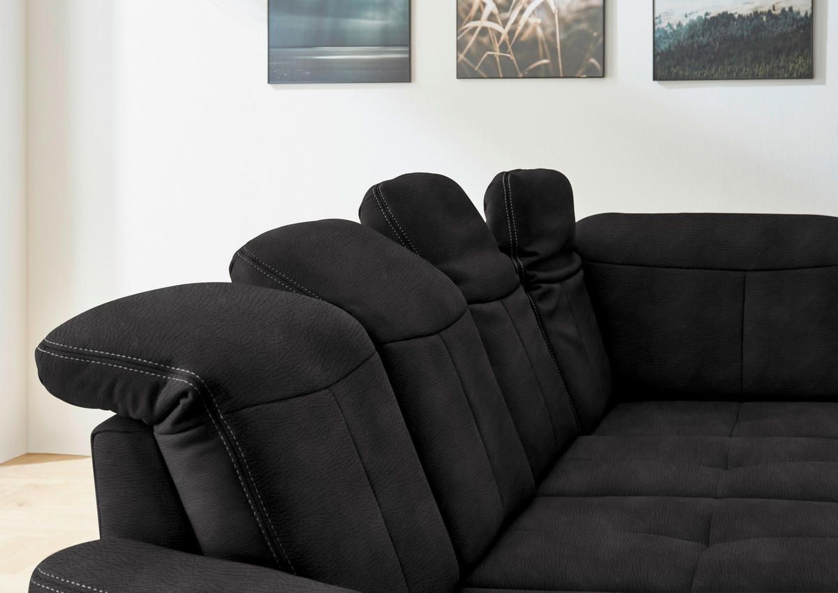 WOHNLANDSCHAFT in Mikrofaser Anthrazit  - Wildeiche/Anthrazit, Konventionell, Holz/Textil (185/343/243cm) - Voleo