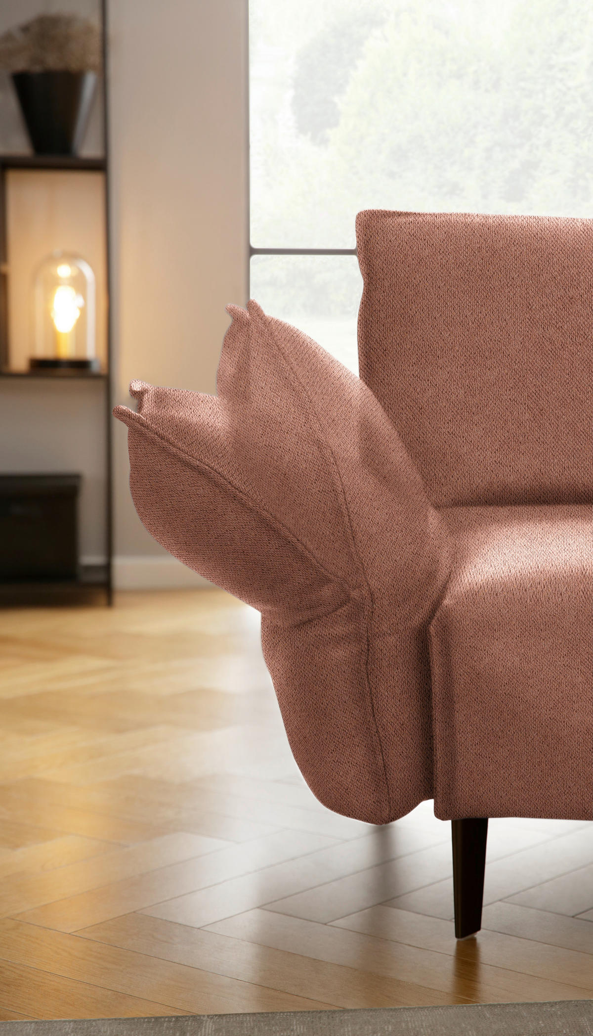 ECKSOFA in Webstoff Terracotta  340/272 cm  - Terracotta/Schwarz, MODERN, Textil/Metall (340/272cm) - W.Schillig