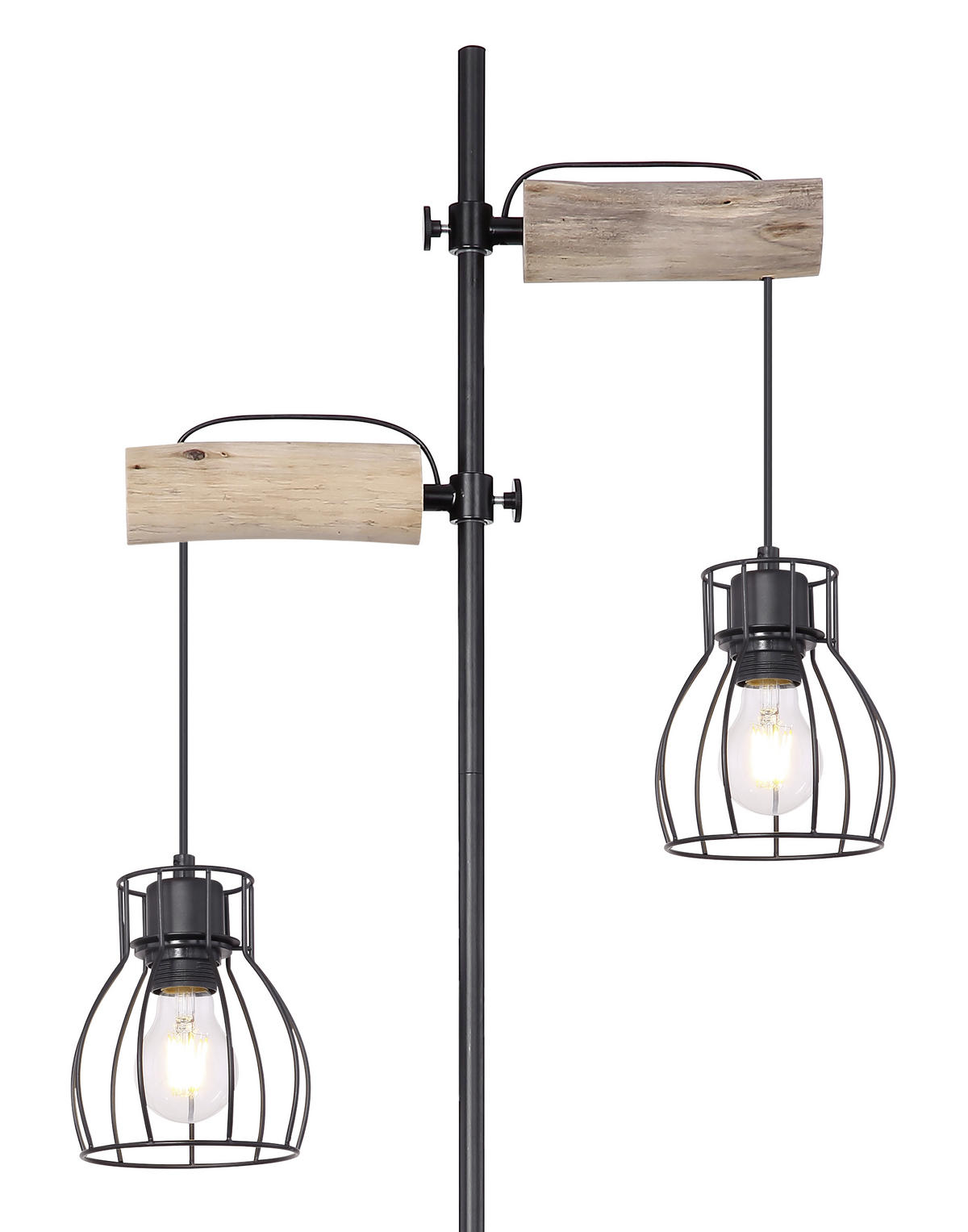 STOJACIA LAMPA, 47/168 cm  - čierna/prírodná farba, Design, kov/drevo (47/168cm)
