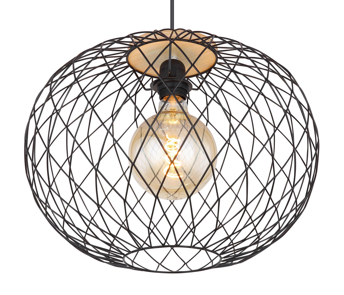ZÁVĚSNÉ SVÍTIDLO, 40/150 cm  - černá/hnědá, Basics, kov/dřevo (40/150cm) - Globo