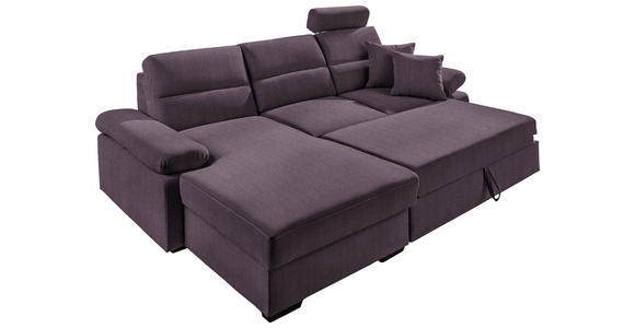 ECKSOFA Violett Webstoff  - Dunkelbraun/Violett, KONVENTIONELL, Kunststoff/Textil (166/258cm) - Cantus