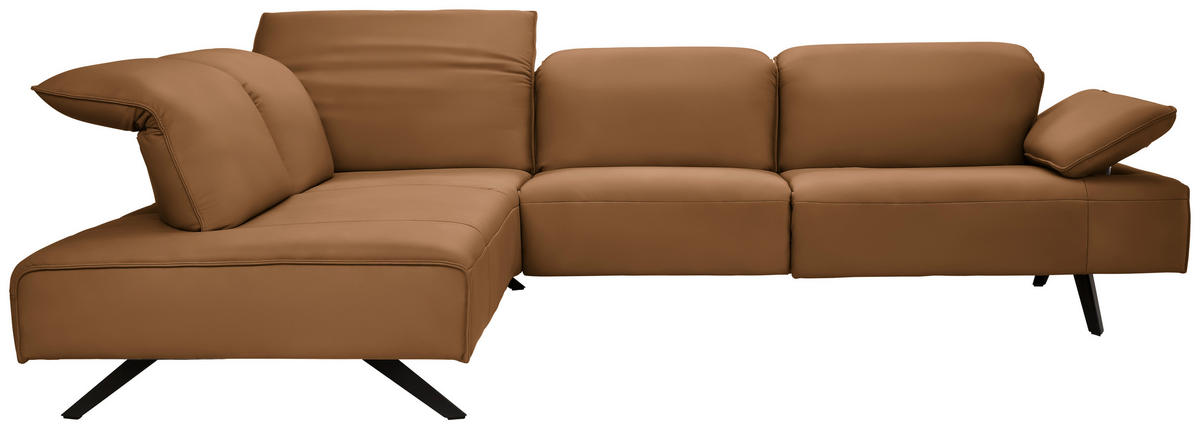 ECKSOFA  in Echtleder Cognac  230/290 cm  - Cognac/Anthrazit, Design, Leder/Metall (230/290cm) - Johann Jakob