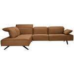 ECKSOFA  in Echtleder Cognac  230/290 cm  - Cognac/Anthrazit, Design, Leder/Metall (230/290cm) - Johann Jakob