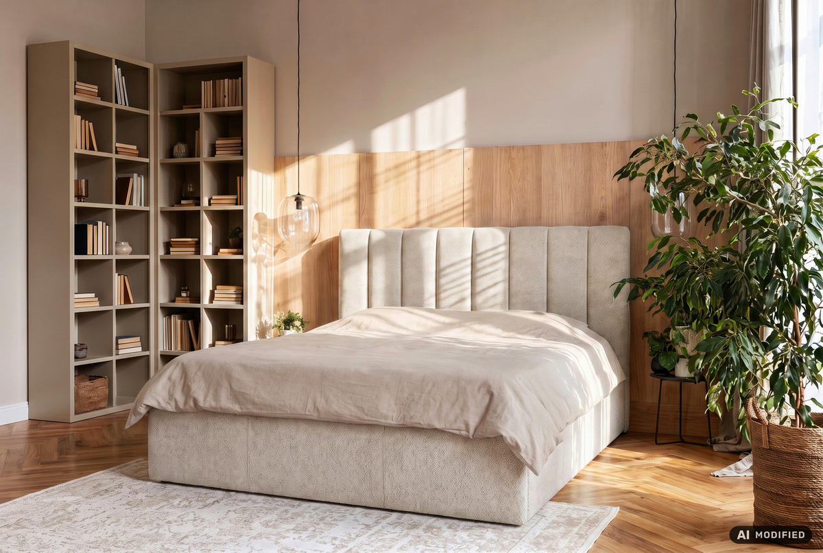 TAPECIRANI KREVET   140/200 cm   krem  - krem, Trend, tekstil/drvo (140/200cm) - Boxxx