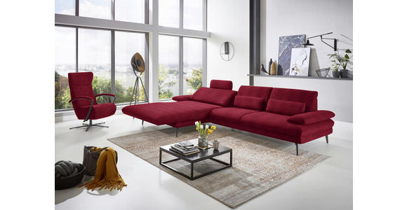 ECKSOFA in Chenille Rot  - Rot/Schwarz, Design, Textil/Metall (180/310cm) - Dieter Knoll