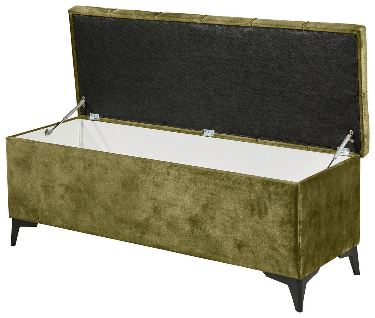 BETTBANK 139/58/50 cm   - Schwarz/Olivgrün, Konventionell, Kunststoff/Textil (139/58/50cm) - Modante