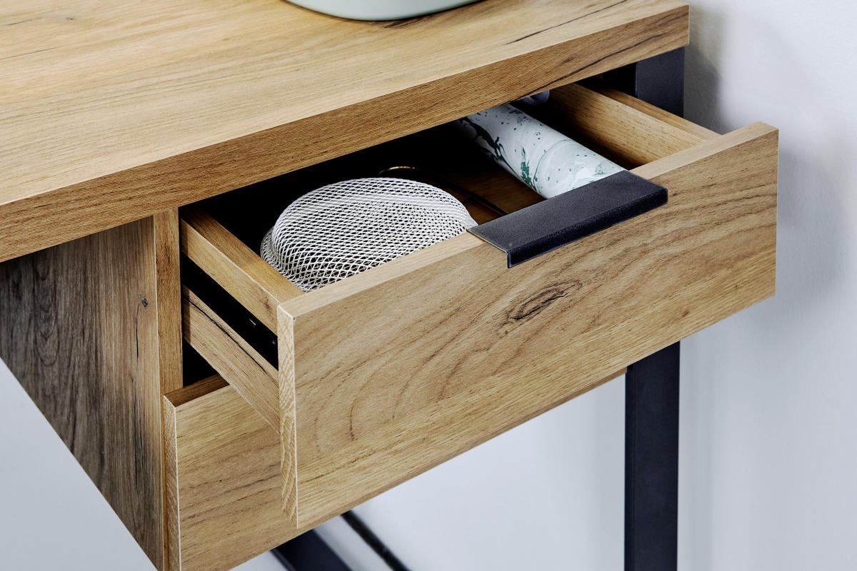 SCHREIBTISCH 152,4/60/76,2 cm  in Eichefarben  - Eichefarben/Anthrazit, Lifestyle, Holzwerkstoff/Metall (152,4/60/76,2cm)
