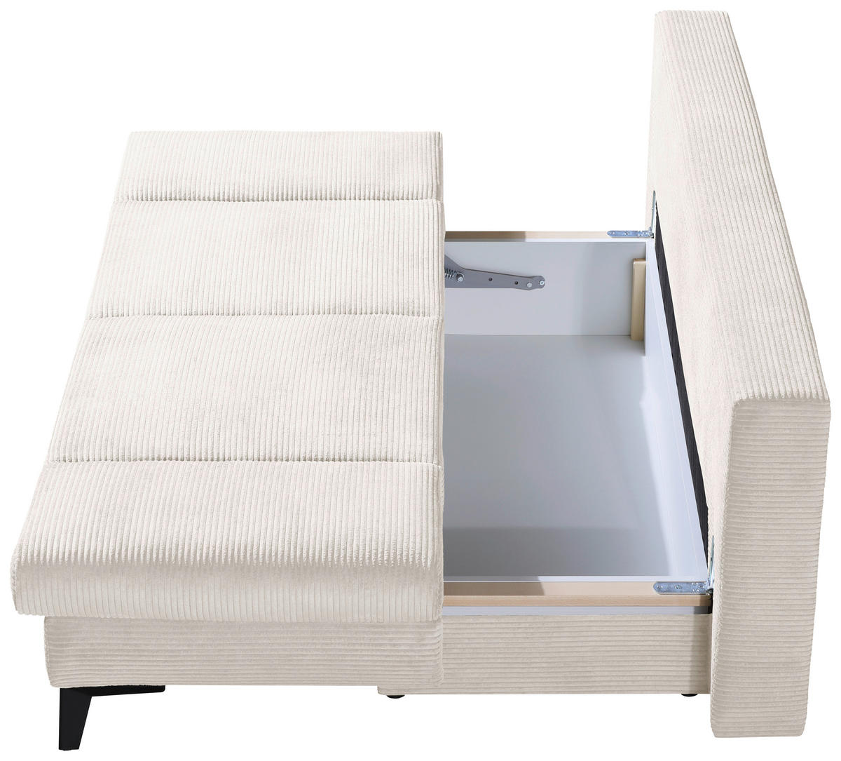 SCHLAFSOFA Cord Beige  inkl. Bettkasten, Schlaffunktion, Armteilverstellung  - Beige/Schwarz, Design, Textil/Metall (200/85/90cm) - Novel