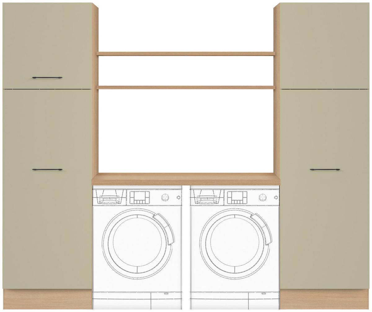HAUSWIRTSCHAFTSRAUM  in Eichefarben, Salbeigrün  - Eichefarben/Salbeigrün, Basics, Holzwerkstoff (245cm) - Impuls