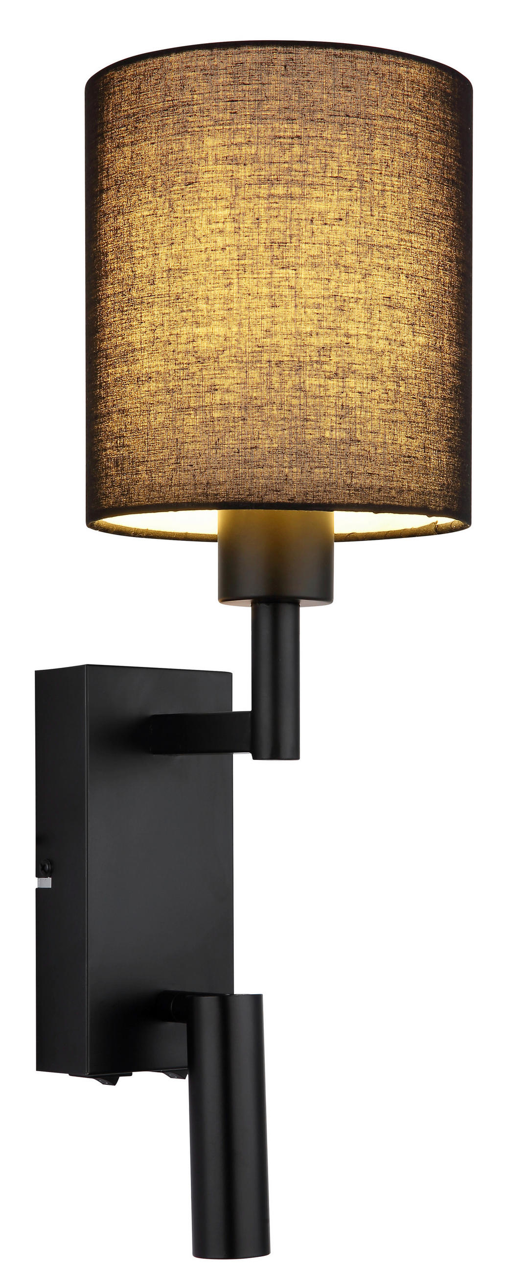 LED-WANDLEUCHTE 15/45,5 cm   - Schwarz, KONVENTIONELL, Textil/Metall (15/45,5cm) - Globo