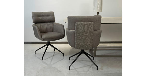 ARMLEHNSTUHL  Stoffauswahl, Sitzfläche 360° drehbar, automatische Rückholfunktion Webstoff  Grau  - Schwarz/Grau, Design, Textil/Metall (62/92/66cm) - Dieter Knoll