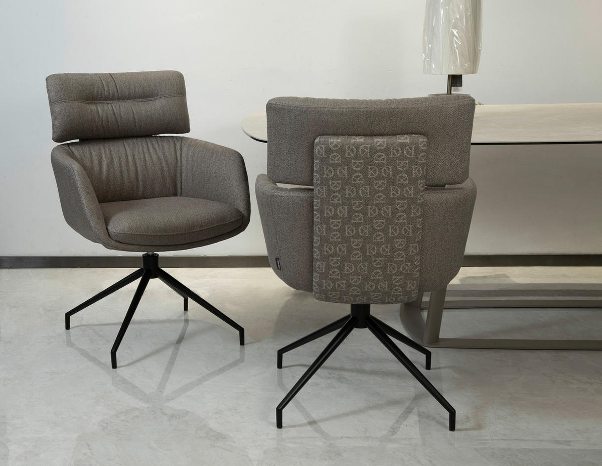 ARMLEHNSTUHL  Stoffauswahl, Sitzfläche 360° drehbar, automatische Rückholfunktion Webstoff  Grau  - Schwarz/Grau, Design, Textil/Metall (62/92/66cm) - Dieter Knoll