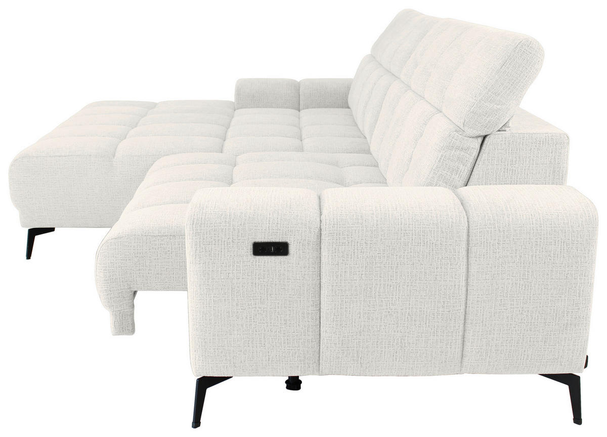 ECKSOFA inkl.Funktionen Beige Chenille  - Beige/Schwarz, MODERN, Textil/Metall (195/300cm) - Xora