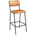 BARHOCKER Echtleder Braun, Schwarz Eisen  - Schwarz/Braun, Trend, Leder/Metall (44/103/53cm) - Landscape