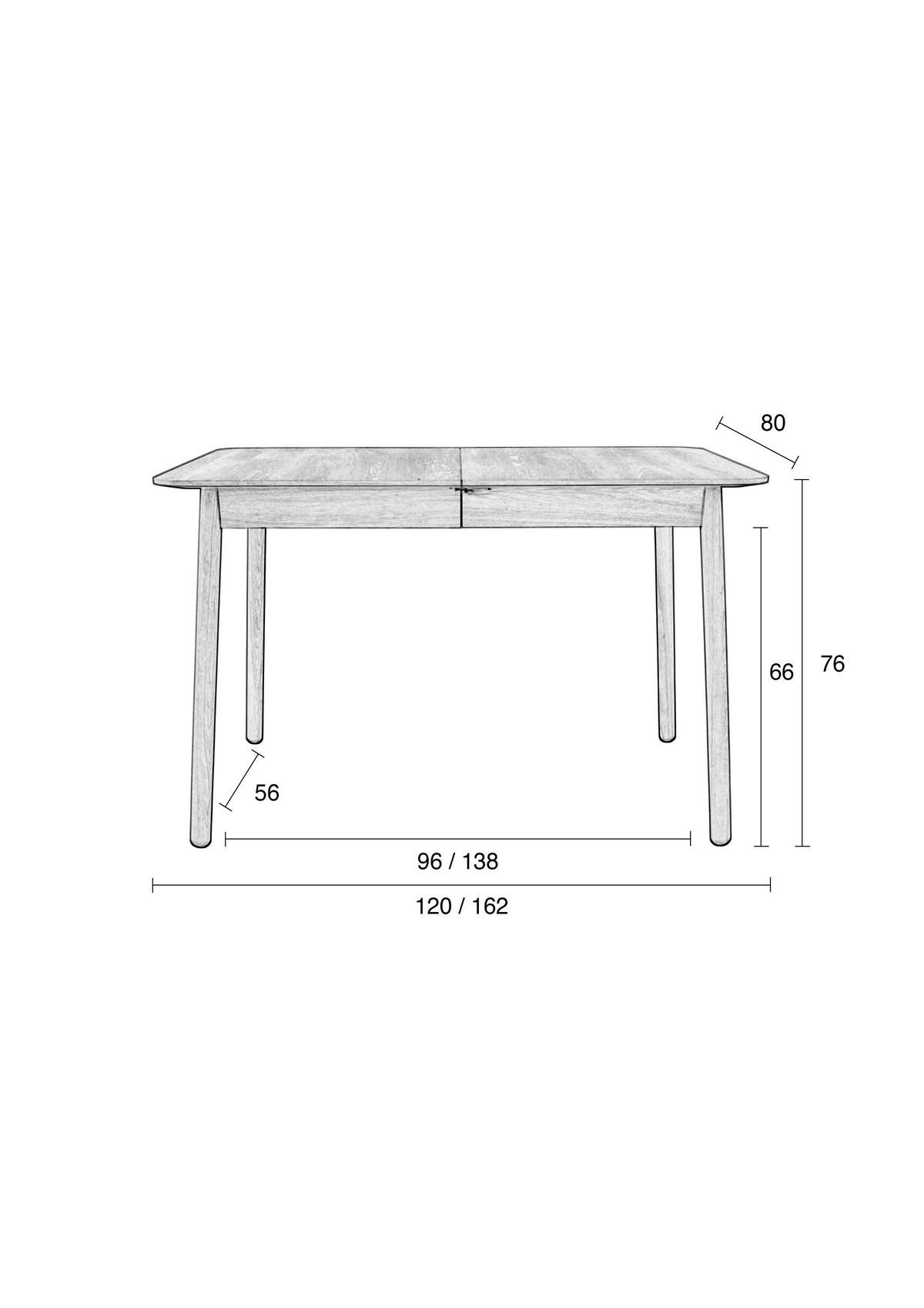 ESSTISCH Walnussfarben rechteckig  ausziehbar  - Walnussfarben, Basics, Holz/Holzwerkstoff (120/80/76cm) - Zuiver