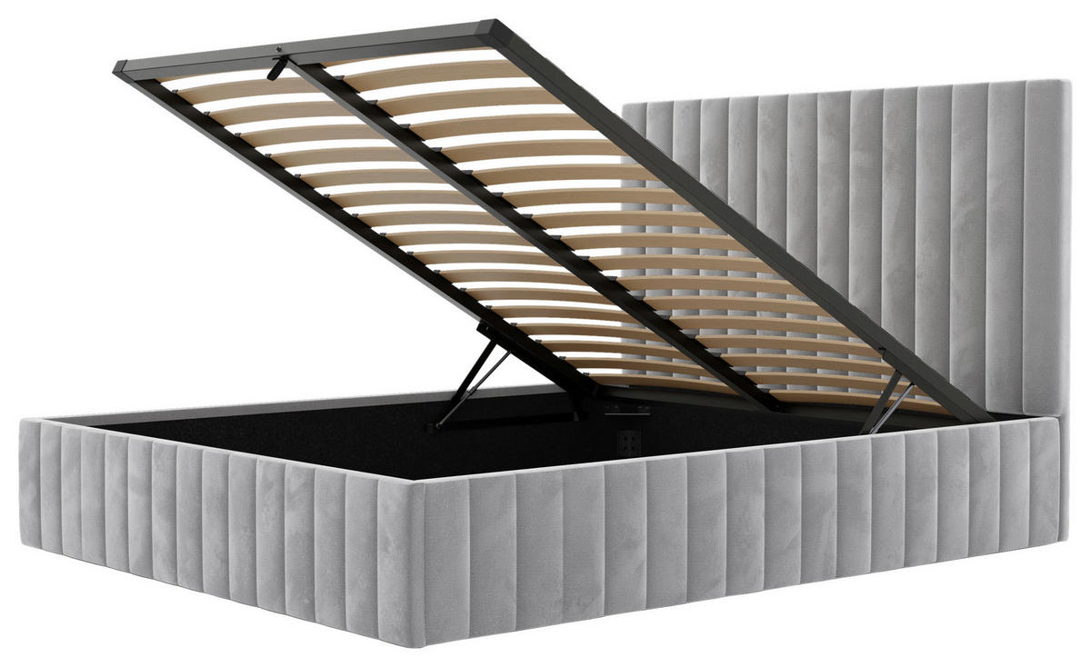 POLSTERBETT Bettkasten, Lattenrost 180/200 cm  in Hellgrau  - Hellgrau/Schwarz, Design, Holz/Textil (180/200cm) - Boxxx
