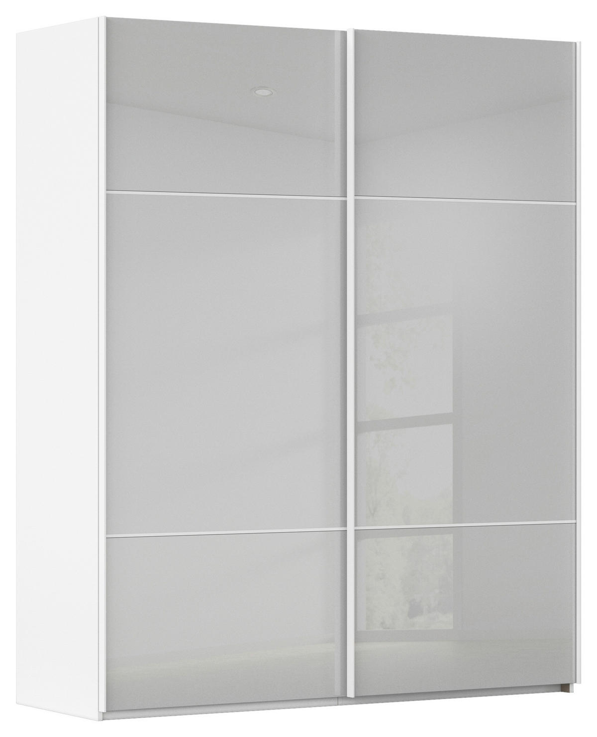 SCHWEBETÜRENSCHRANK in Grau, Weiss  - Weiss/Grau, Konventionell, Glas/Holzwerkstoff (181/223/67cm) - Novel