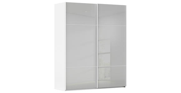 SCHWEBETÜRENSCHRANK 181/223/67 cm 2-türig Grau, Weiß - Weiß/Grau, KONVENTIONELL, Glas/Holzwerkstoff (181/223/67cm) - Novel