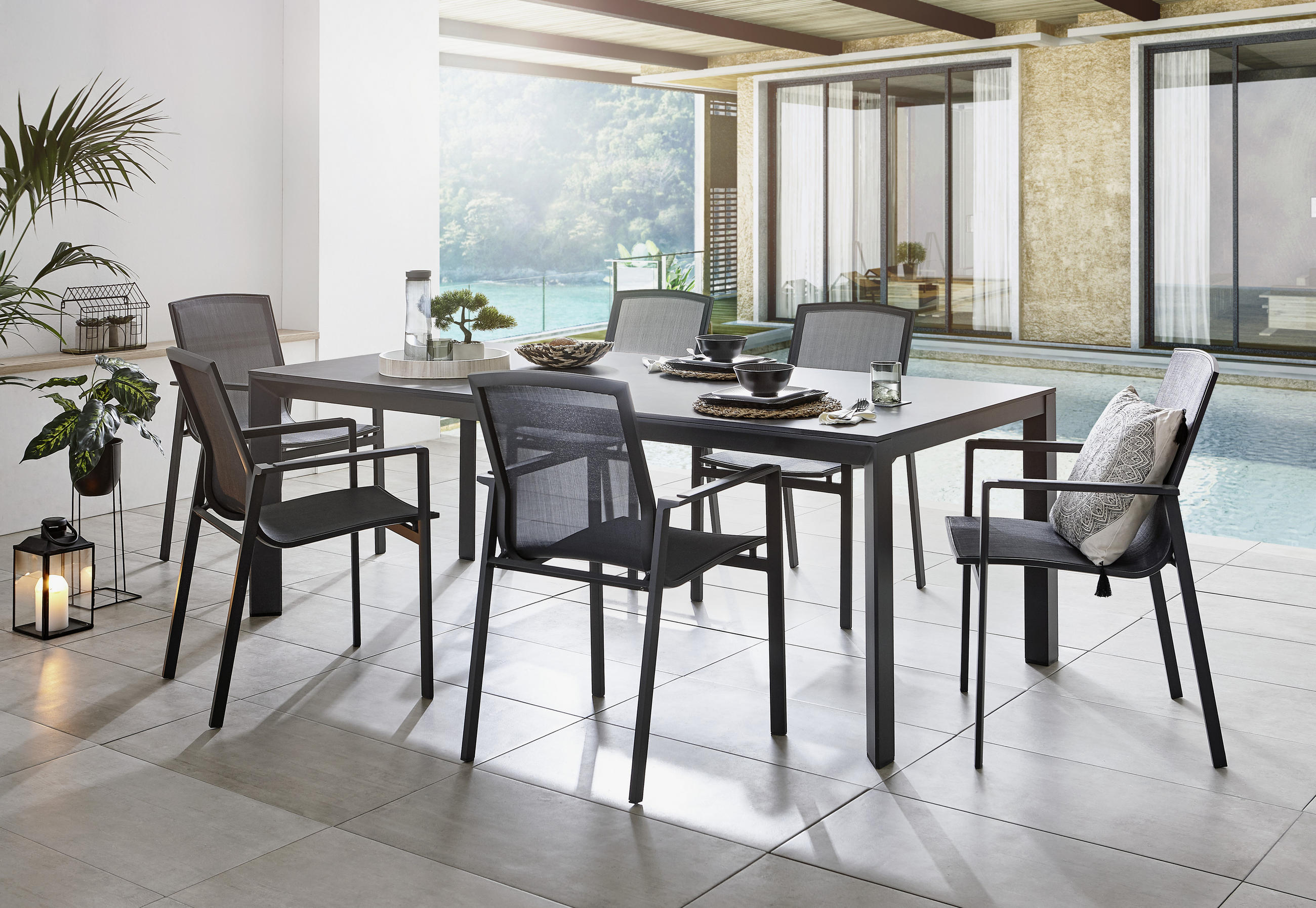 STAPELSESSEL Aluminium Anthrazit, Dunkelgrau  - Dunkelgrau/Anthrazit, Basics, Textil/Metall (63/89/58cm) - Amatio