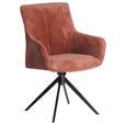 ARMLEHNSTUHL  Stoffauswahl, Sitzfläche 360° drehbar, inklusive Armlehnen Webstoff  - Cognac/Schwarz, Design, Textil/Metall (64/88/60cm) - Novel