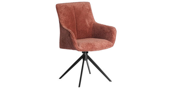 ARMLEHNSTUHL  Stoffauswahl, Sitzfläche 360° drehbar, inklusive Armlehnen Webstoff  - Cognac/Schwarz, Design, Textil/Metall (64/88/60cm) - Novel