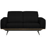 3-SITZER-SOFA  in Echtleder Schwarz   - Schwarz, Design, Leder/Holz (205/76-97/102cm) - Novel