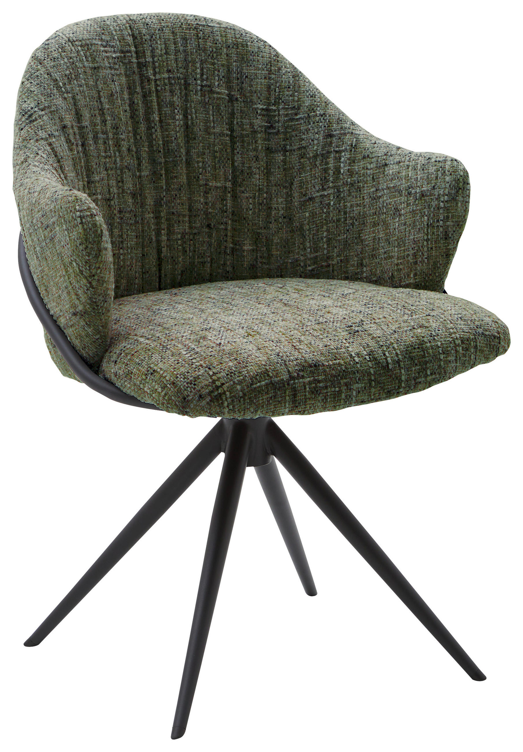 ARMLEHNSTUHL  Lederauswahl, Stoffauswahl, Sitzfläche 360° drehbar beflockt  - Dunkelgrün/Anthrazit, Design, Textil/Metall (57/84/44,5cm) - Belluti