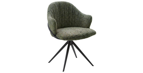 ARMLEHNSTUHL  Lederauswahl, Stoffauswahl, Sitzfläche 360° drehbar beflockt  - Dunkelgrün/Anthrazit, Design, Textil/Metall (57/84/44,5cm) - Belluti