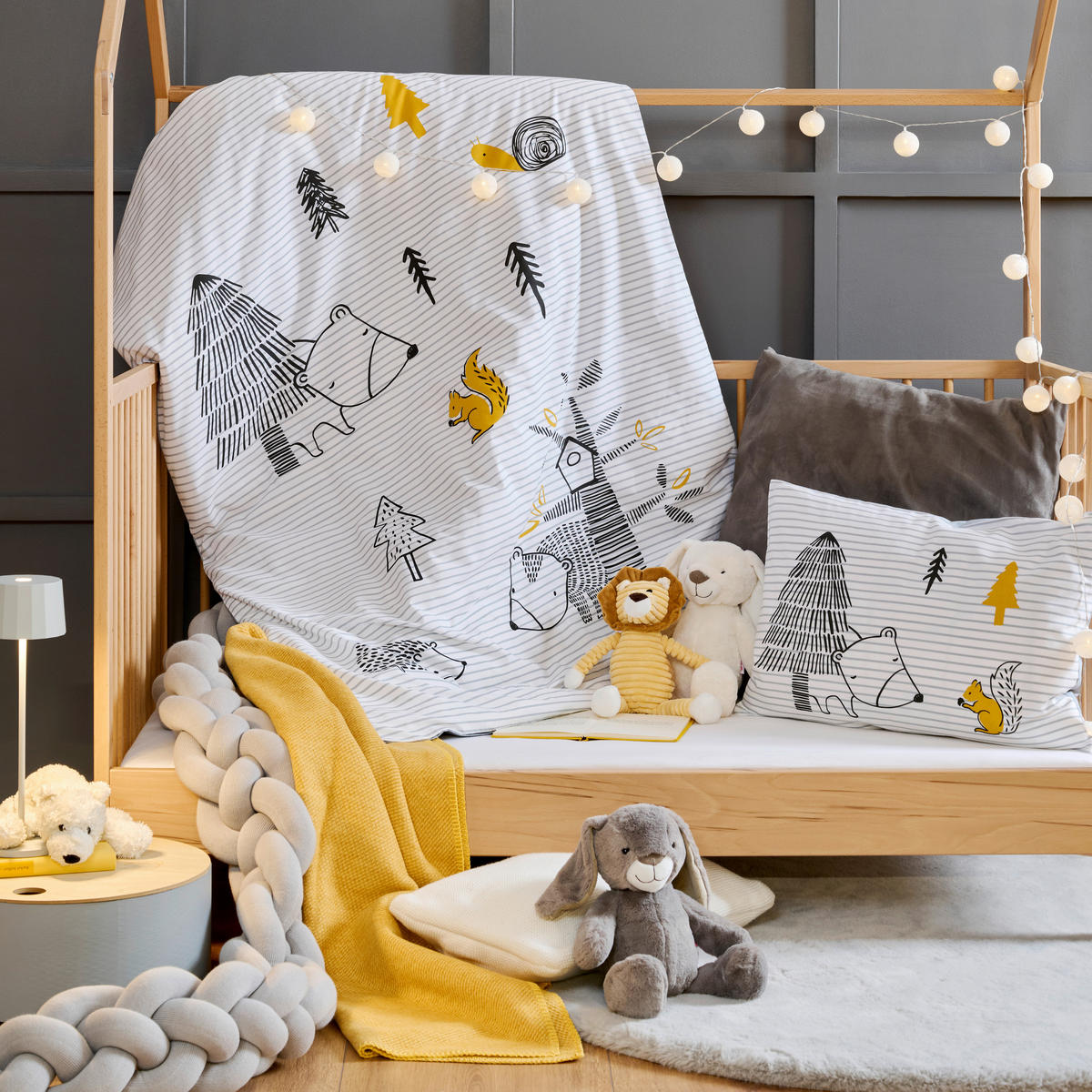 BABYBETTWÄSCHESET Perkal 100/135 cm  - Grauweiss, Trend, Textil (100/135cm) - Avelia