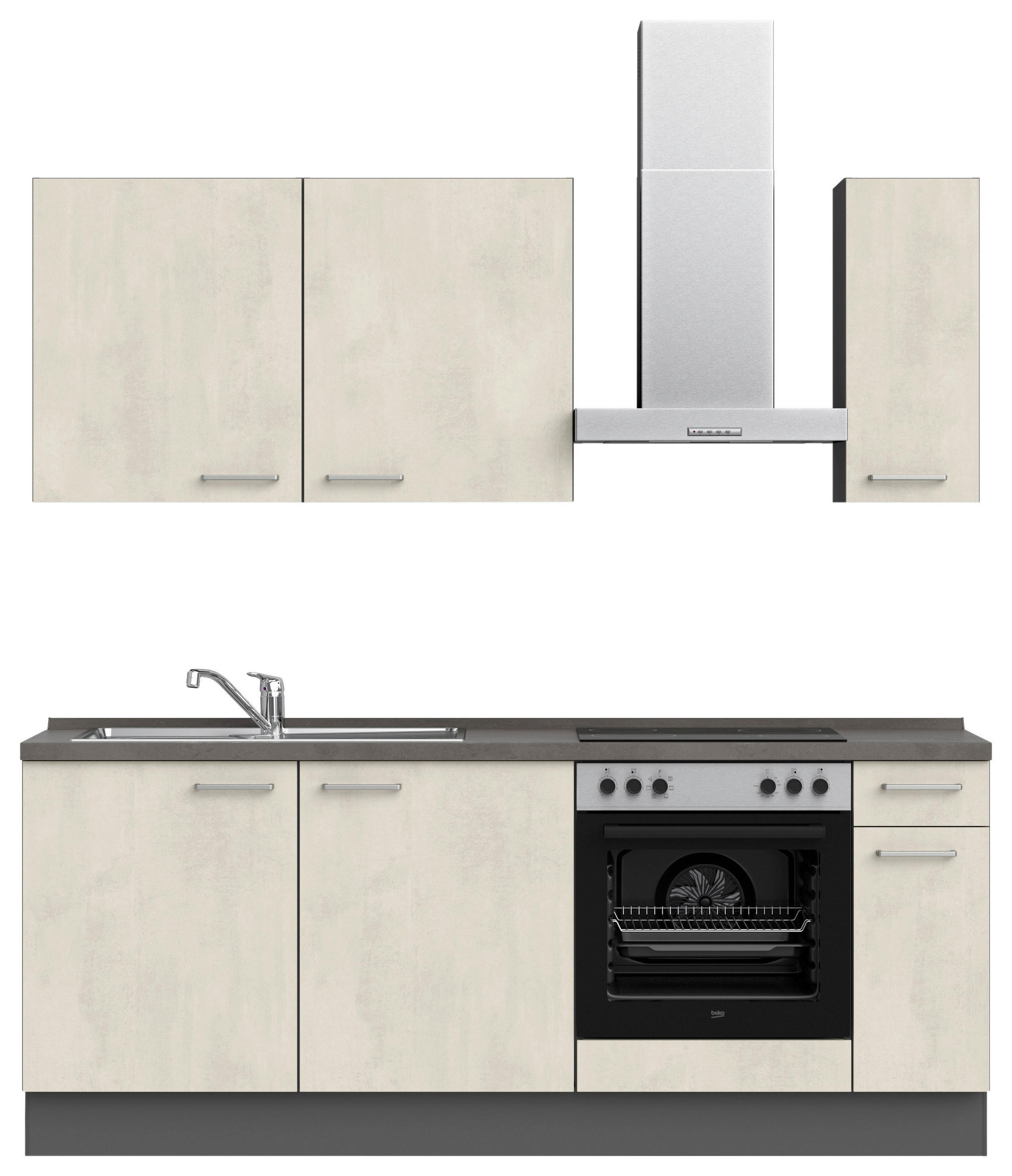 BUCĂTĂRIE FĂRĂ ELECTROCASNICE  - ardeziu/alb, Modern, metal/material pe bază de lemn (210cm) - Nobilia