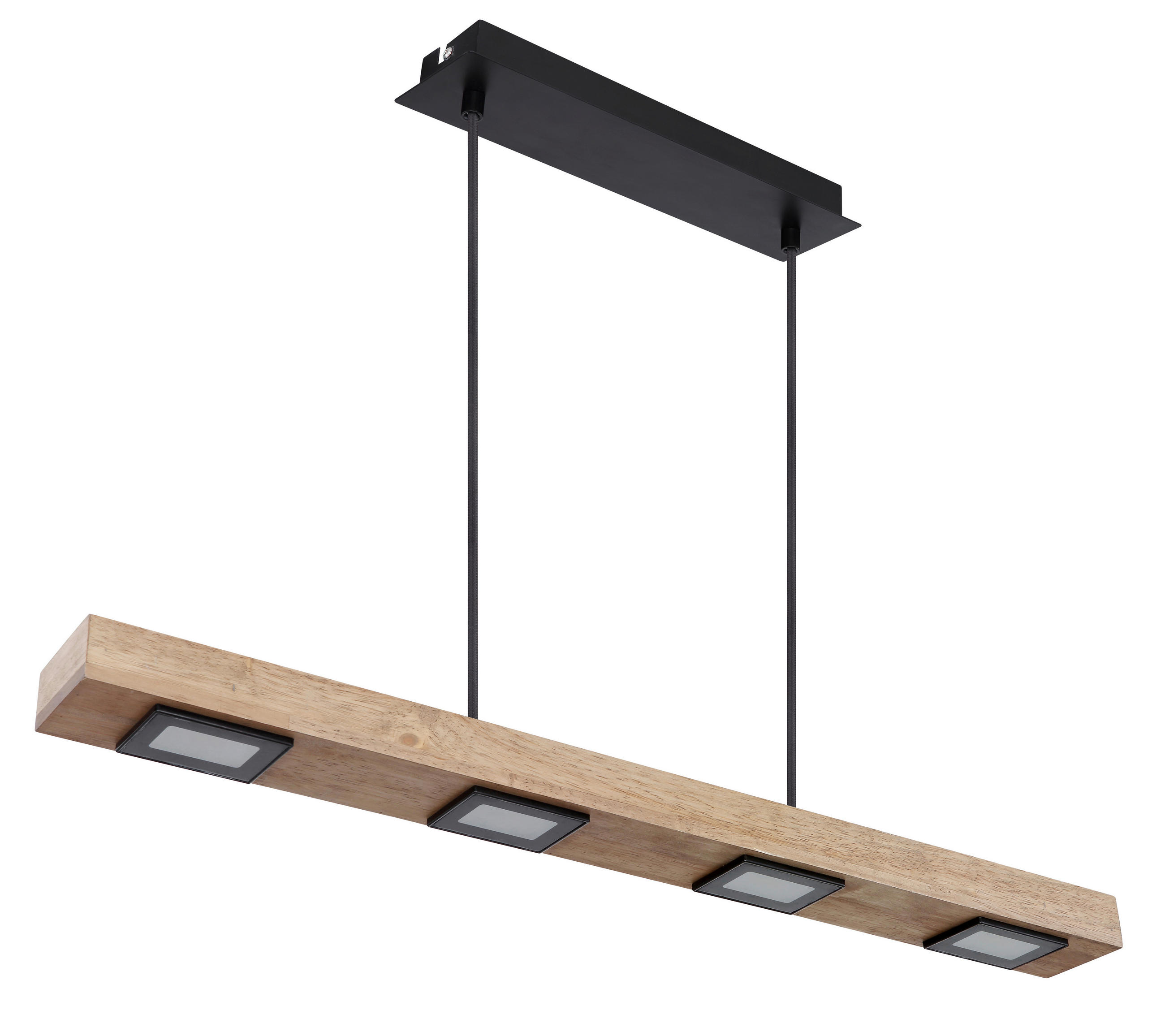 LED-HÄNGELEUCHTE JOYA 80/8/120 cm   - Dunkelbraun/Schwarz, Natur, Glas/Holz (80/8/120cm) - Globo