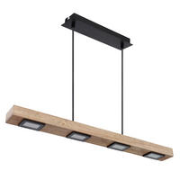 LED-HÄNGELEUCHTE JOYA 80/8/120 cm   - Dunkelbraun/Schwarz, Natur, Glas/Holz (80/8/120cm) - Globo