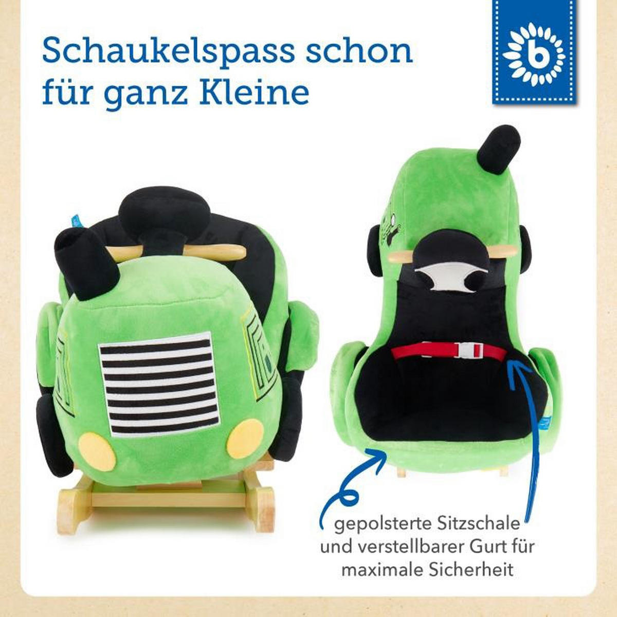 HOUPACÍ TRAKTOR - černá/zelená, Trend, dřevo/textil (59/32,5/47cm)