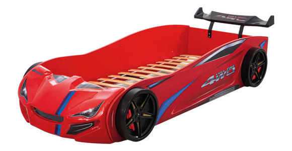 AUTOBETT 90/200 cm Rot  - Rot/Schwarz, Design, Holz/Holzwerkstoff (90/200cm) - Xora