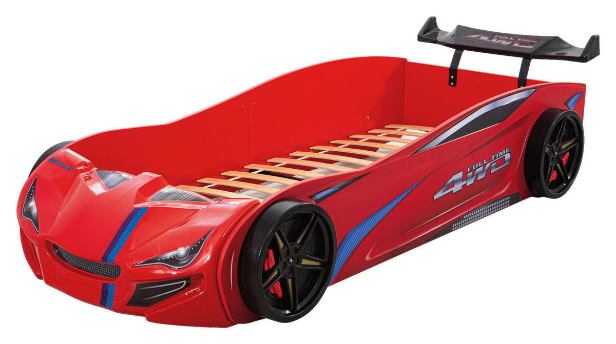 AUTOBETT 90/200 cm Rot  - Rot/Braun, Design, Holz/Holzwerkstoff (90/200cm) - Xora