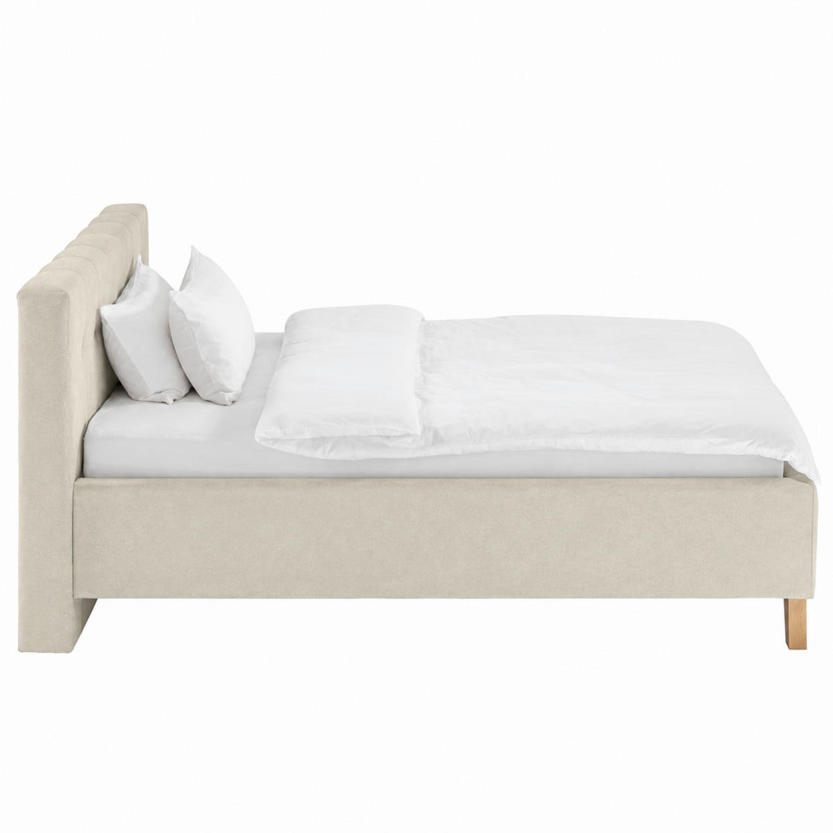 POLSTERBETT 140/200 cm,  in Creme,  - Eichefarben/Creme, MODERN, Holz/Textil (140/200cm) - MID.YOU